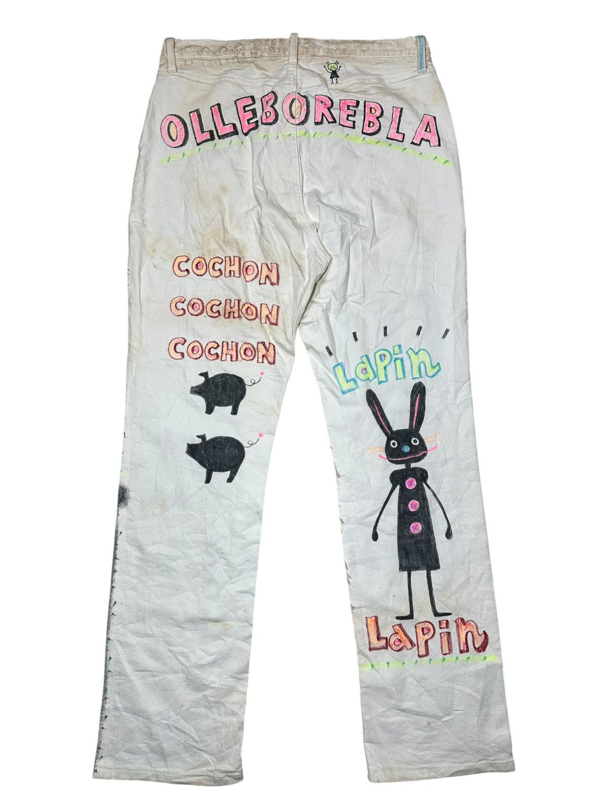 Japanese Brand Olleborebla Hand Painted Denim Pants 🎨 Size US 32 / EU 48 - 3 Thumbnail