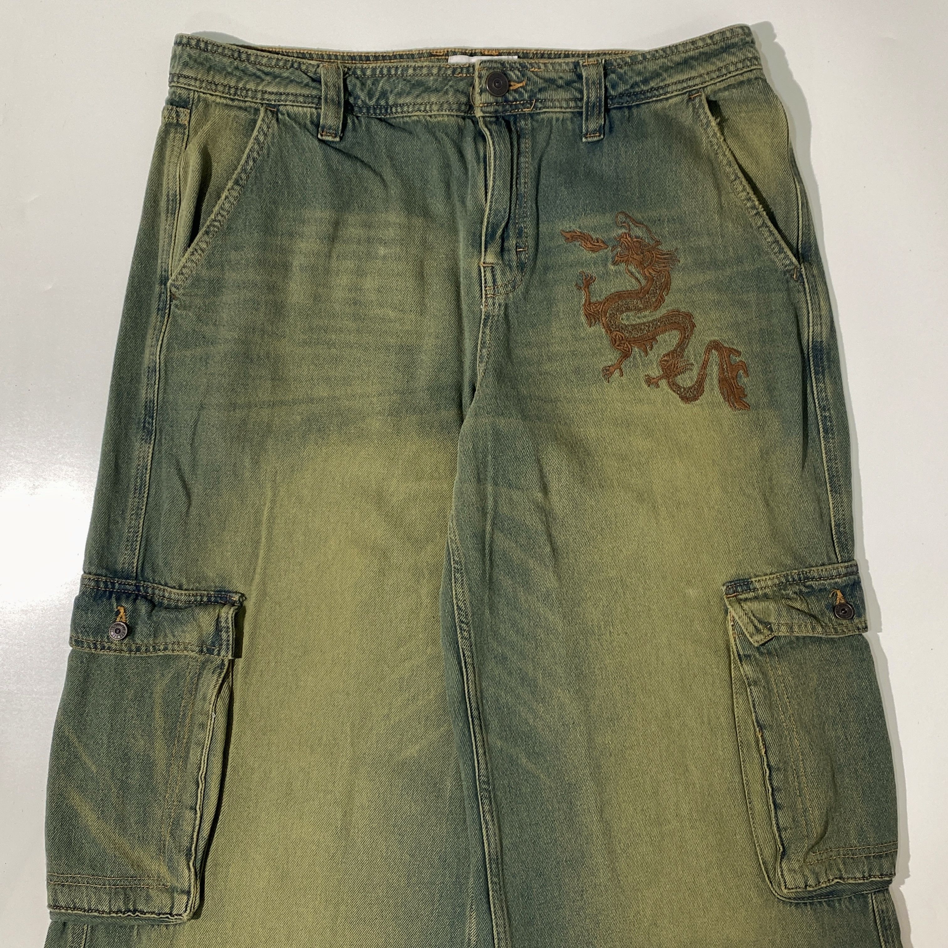 Beauty Beast × JNCO RARE!! Dragon cargo pants multipocket y2k baggy jeans faded Size US 36 / EU 52 - 7 Thumbnail