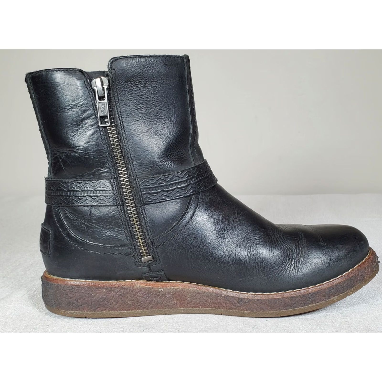 Ugg VINTAGE UGG Australia Camren Leather Boots Black Buckle Side Zip Women's US 5 Size US 5 / IT 35 - 5 Thumbnail