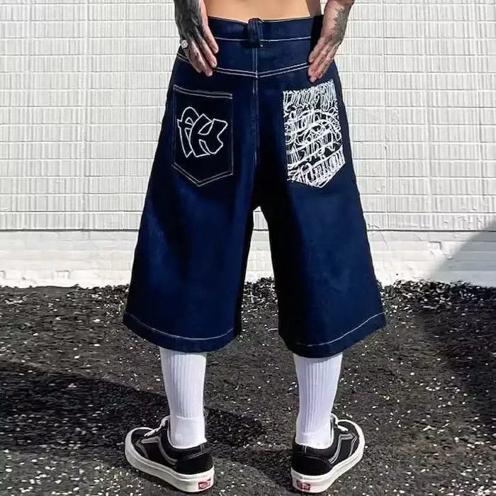 Japanese Brand Hip Hop Pockets Embroidery Letter Print SHort Jean Size US 32 / EU 48 - 6 Thumbnail