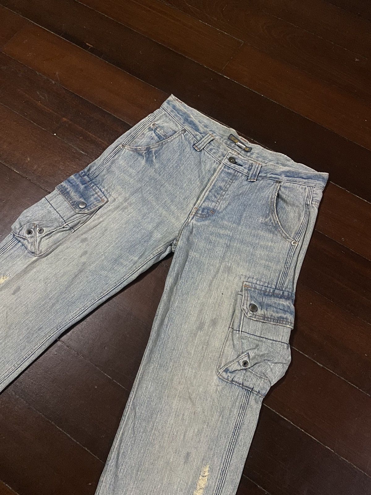 Japanese Brand FIRE 🔥 CUBE SUGAR CARGO MULTI POCKETS FLARE JEANS Size US 34 / EU 50 - 5 Thumbnail