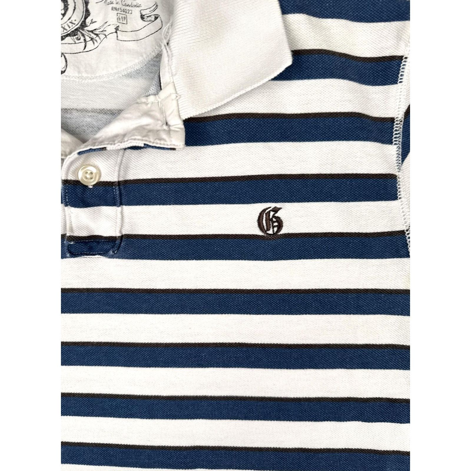 Gap Gap Polo Shirt Mens L Blue White Striped Athletic Fit Logo Casual Knit Shirt Size US L / EU 52-54 / 3 - 6 Thumbnail