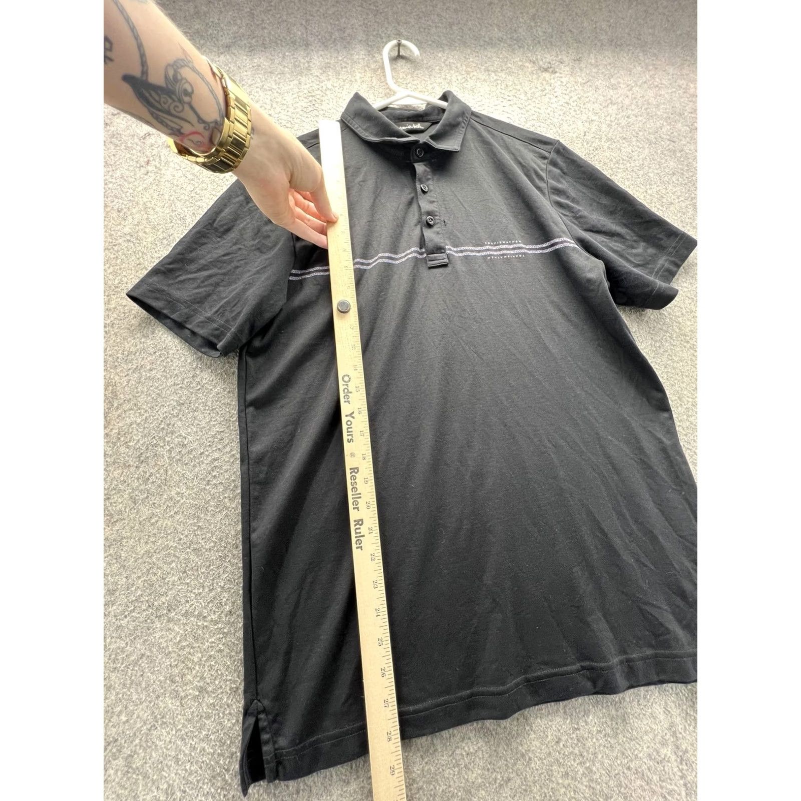 TravisMathew TravisMathew Polo Shirt Mens M Black Stripe Golf Casual Short Sleeve Shirt Mens Black Stripe Polo Shirt Size US M / EU 48-50 / 2 - 7 Thumbnail