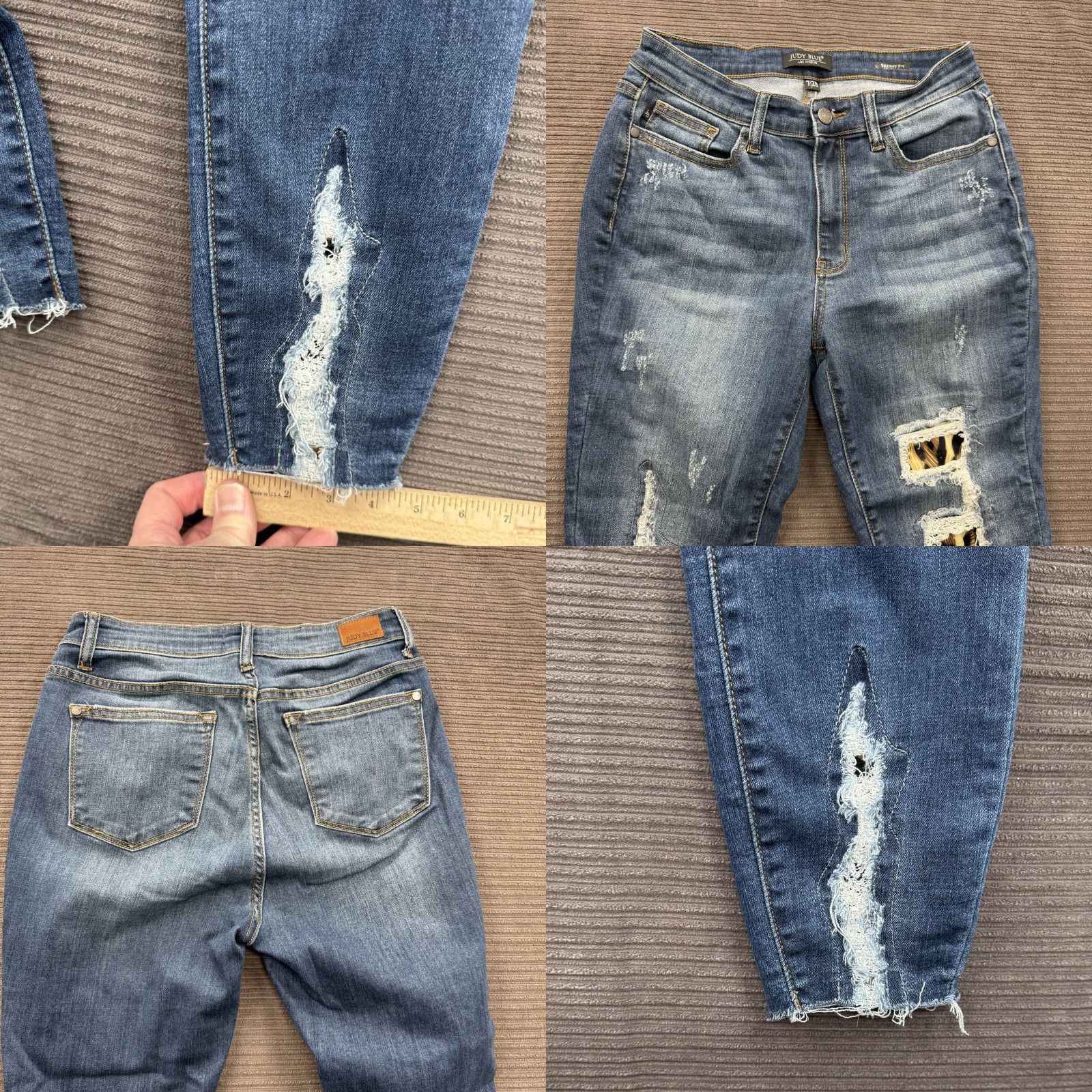 Vintage Judy Blue Jeans Women 28 Blue Cotton Denim Mid Rise Distressed Skinny Fit Casual Style 28 in Inseam 27 Short Bow Zipper Button Logo Vintage? No Size 28" / US 6 / IT 42 - 8 Thumbnail