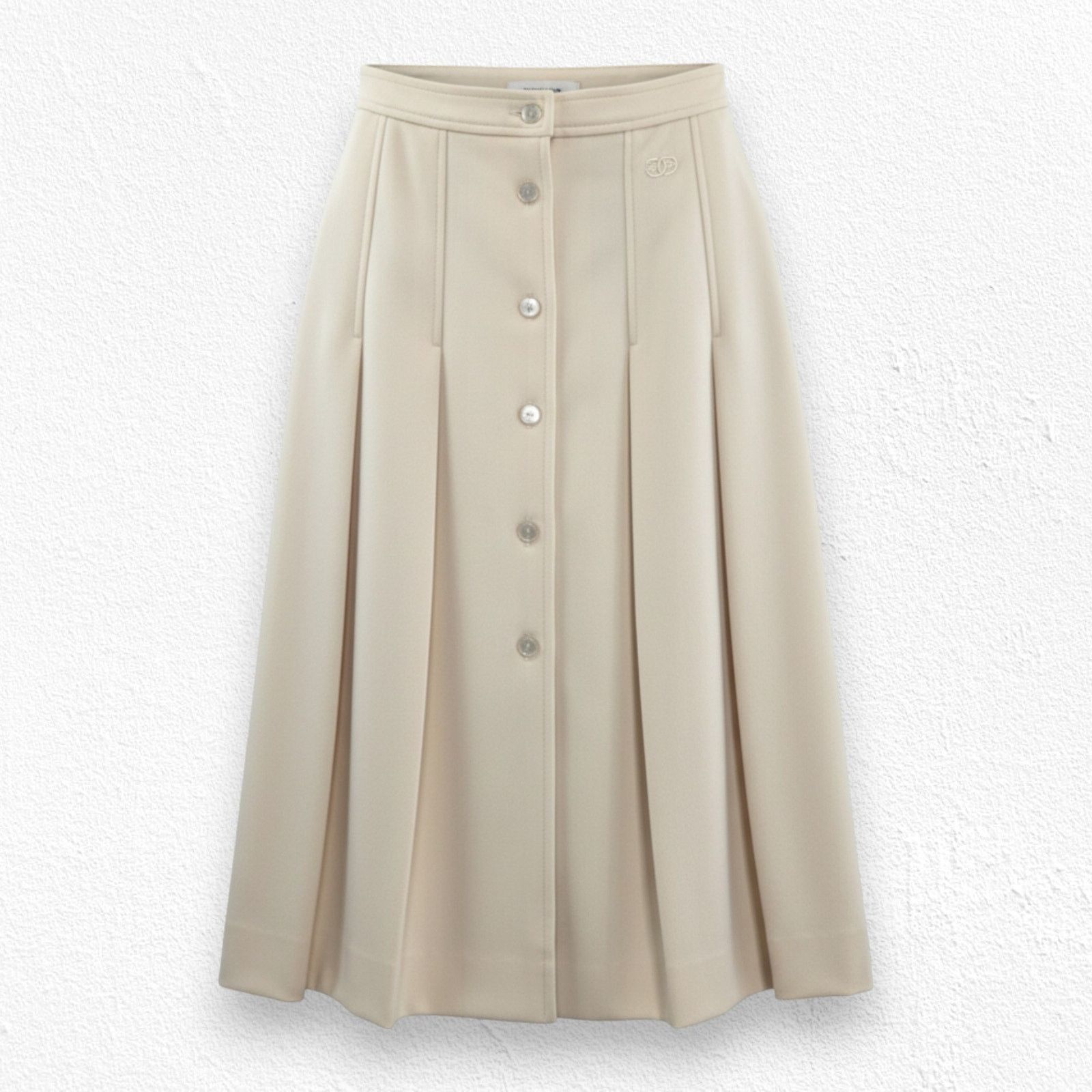 Givenchy Vintage Givenchy Paris New York A-Line Midi Skirt Cream 4 Size 27" / US 4 / IT 40 - 1 Thumbnail