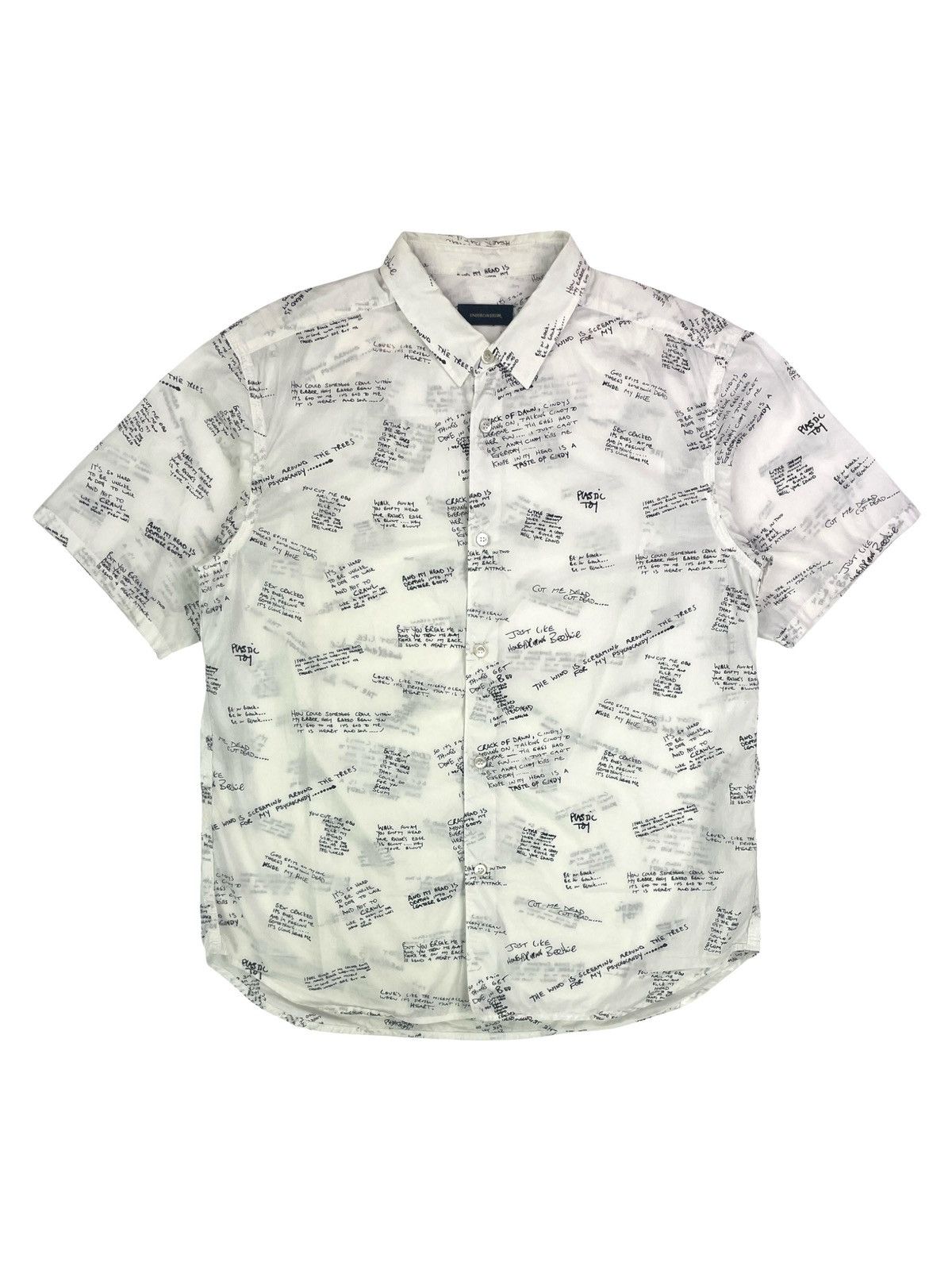 Undercover SS14 "GODOG" - Scribbled Lyrics Button Up T-shirt Size US M / EU 48-50 / 2 - 1 Thumbnail
