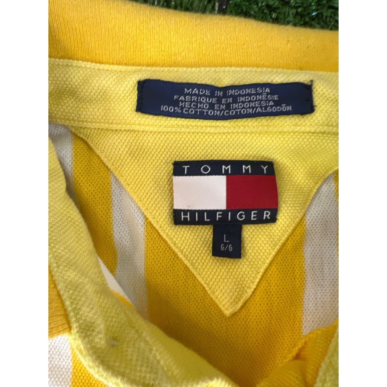 Tommy Hilfiger Tommy Hilfiger Yellow White Vertical Stripe Polo Mens LG Size US L / EU 52-54 / 3 - 3 Thumbnail