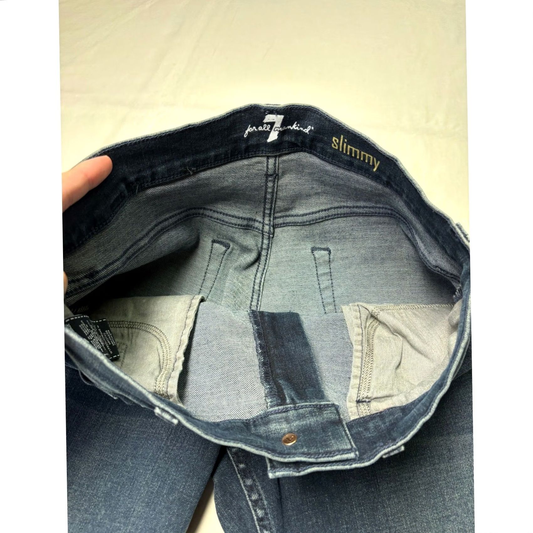 7 For All Mankind 7 For All Mankind Jeans Slimmy Slim Straight Dark Wash 30x32 Mens Blue Denim Cotton Blend 5-Pocket Stretch Size US 30 / EU 46 - 4 Thumbnail