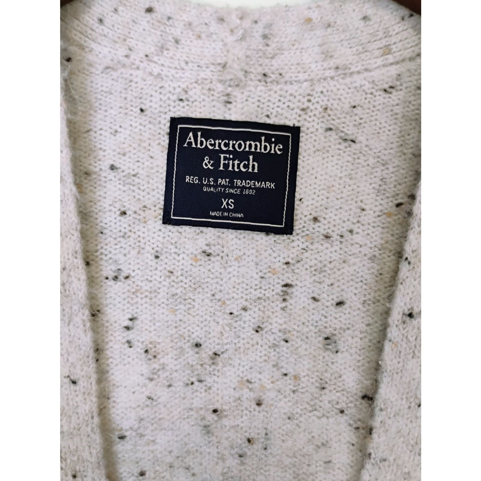 Abercrombie & Fitch Abercrombie & Fitch Cardigan Sweater Open Front Womens XS Confetti Beige Alpaca Blend Knit Open Front Cardigan Size XS / US 0-2 / IT 36-38 - 4 Thumbnail