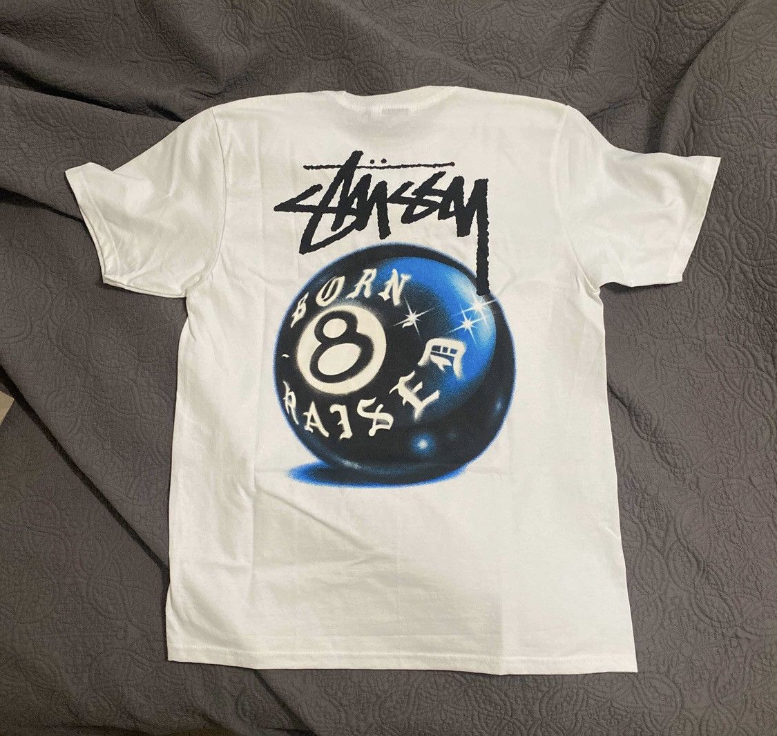 Stussy Stussy x Born X Raised 8 Ball T-Shirt Sz Medium *IN HAND | Grailed