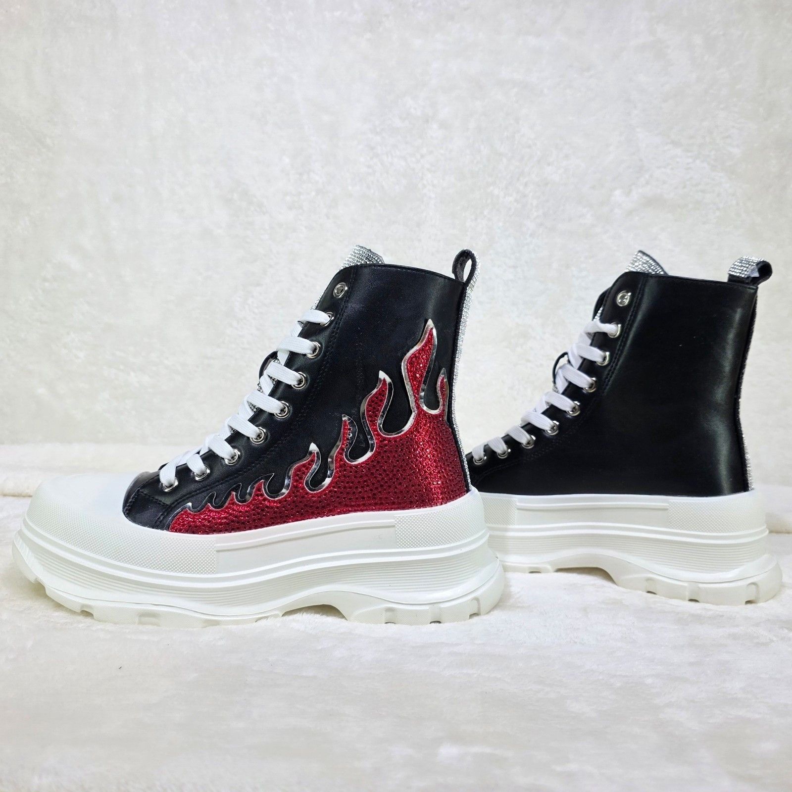 Other Scorch Combat Sneaker Boots With Rhinestone Flames Details B Size US 9 / IT 39 - 1 Thumbnail