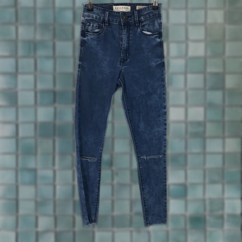 Vintage Bullhead Denim Co. Womens Jeans Main Selling Point Skinny Blue Denim Size 0 High Rise 25in Inseam 5-Pocket Cuff 4in Size 25" / US 0 / IT 36 - 1 Thumbnail