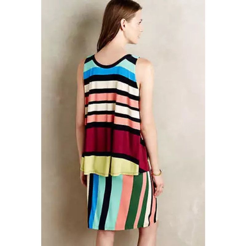 Anthropologie New Anthropologie Layered Davina Dress by Maeve STRIPED $128 Size S / US 4 / IT 40 - 2 Thumbnail