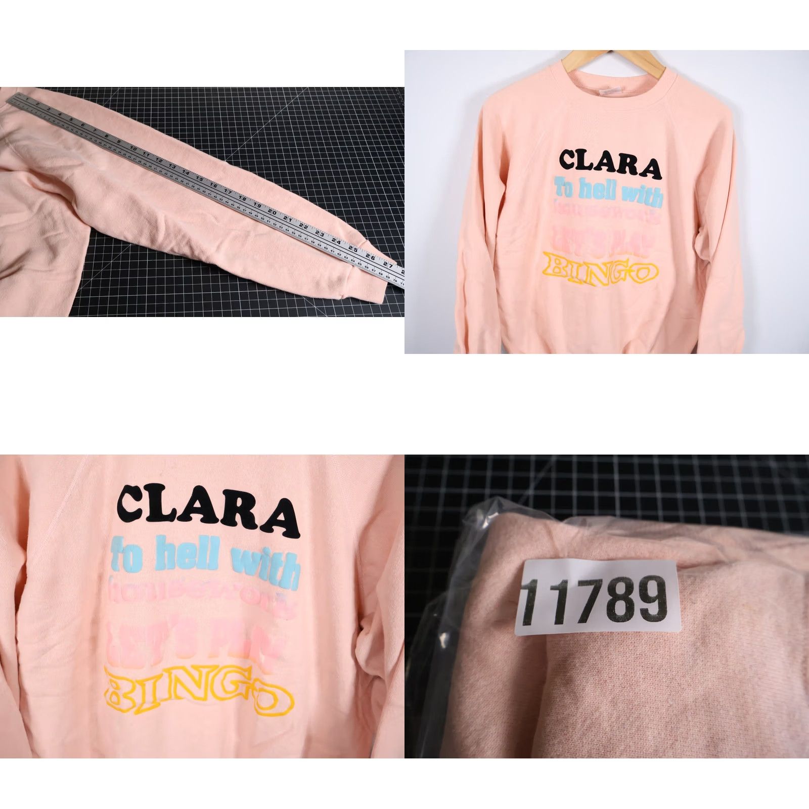 Hanes VINTAGE 80s Let's Play Bingo Sweatshirt Hanes XL Adult Raglan Pink Pullover 50/50 cotton/polyester Crew Neck Women Size XL / US 12-14 / IT 48-50 - 8 Thumbnail
