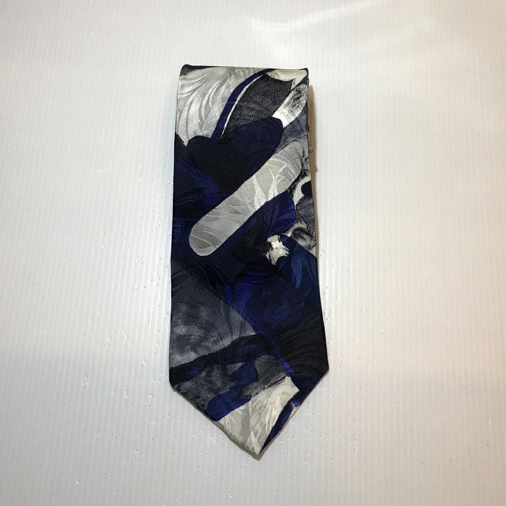 Other Momento Uno Blue Geometric Silk Short Wide Men Necktie Size ONE SIZE - 1 Thumbnail