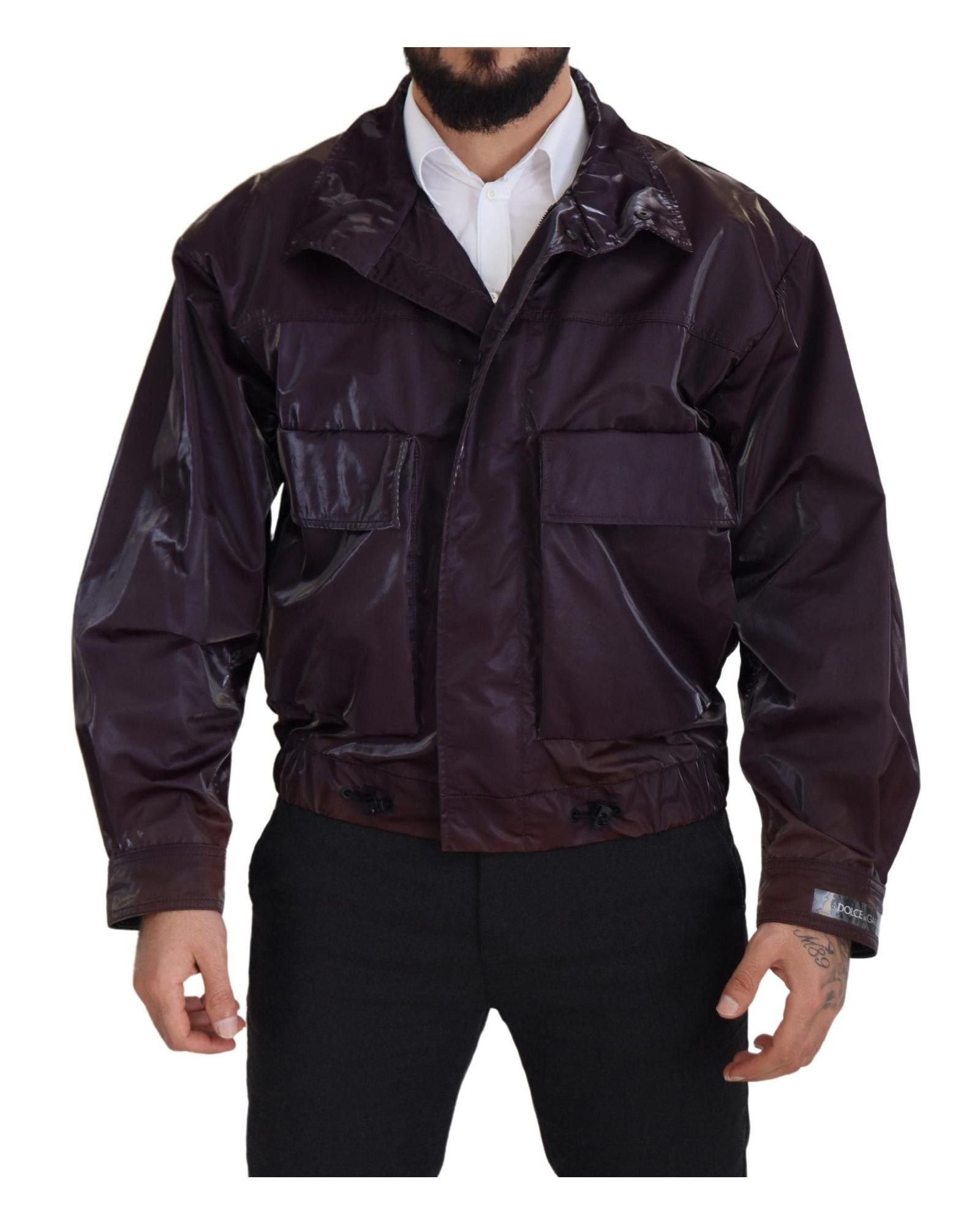 image of Dolce Gabbana Stunning Collared Biker Jacket in Purple, Men's (Size XS)