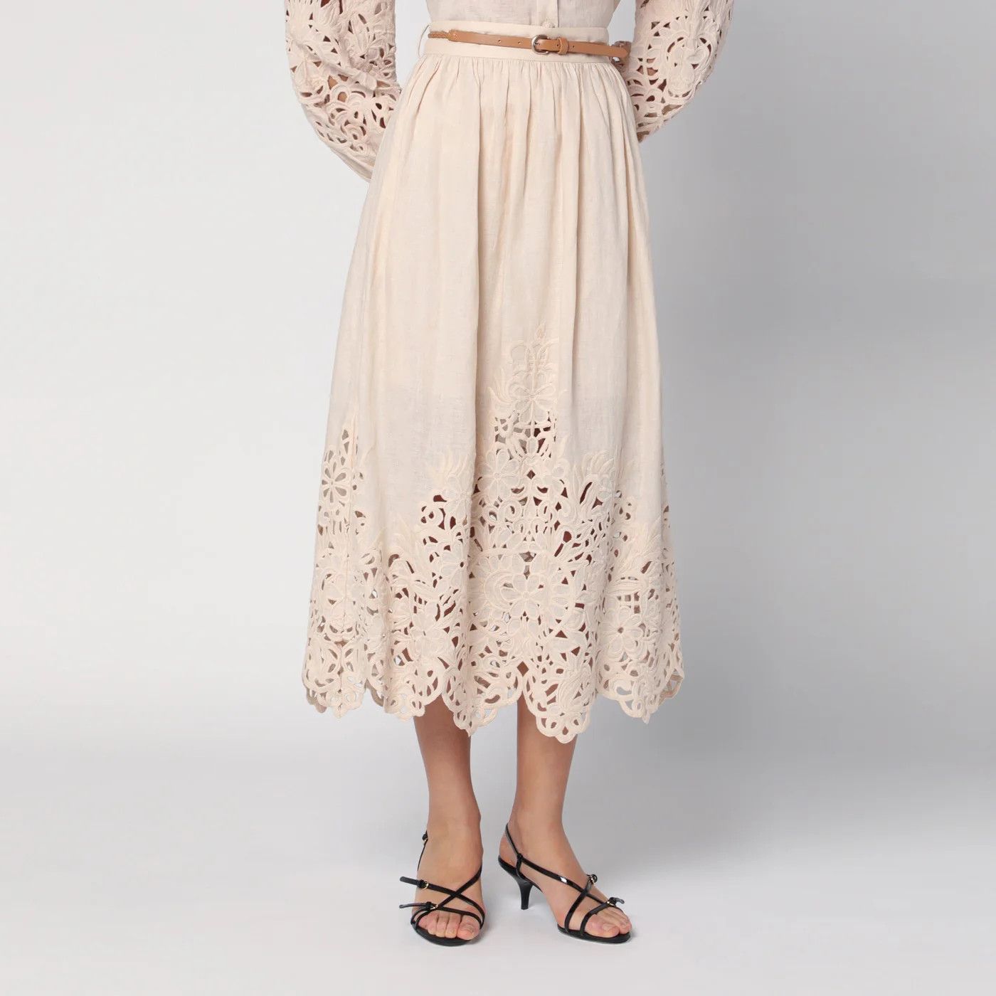 Zimmermann o1d2blof0526 Midi Skirt in Beige Size 27" / US 4 / IT 40 - 3 Thumbnail