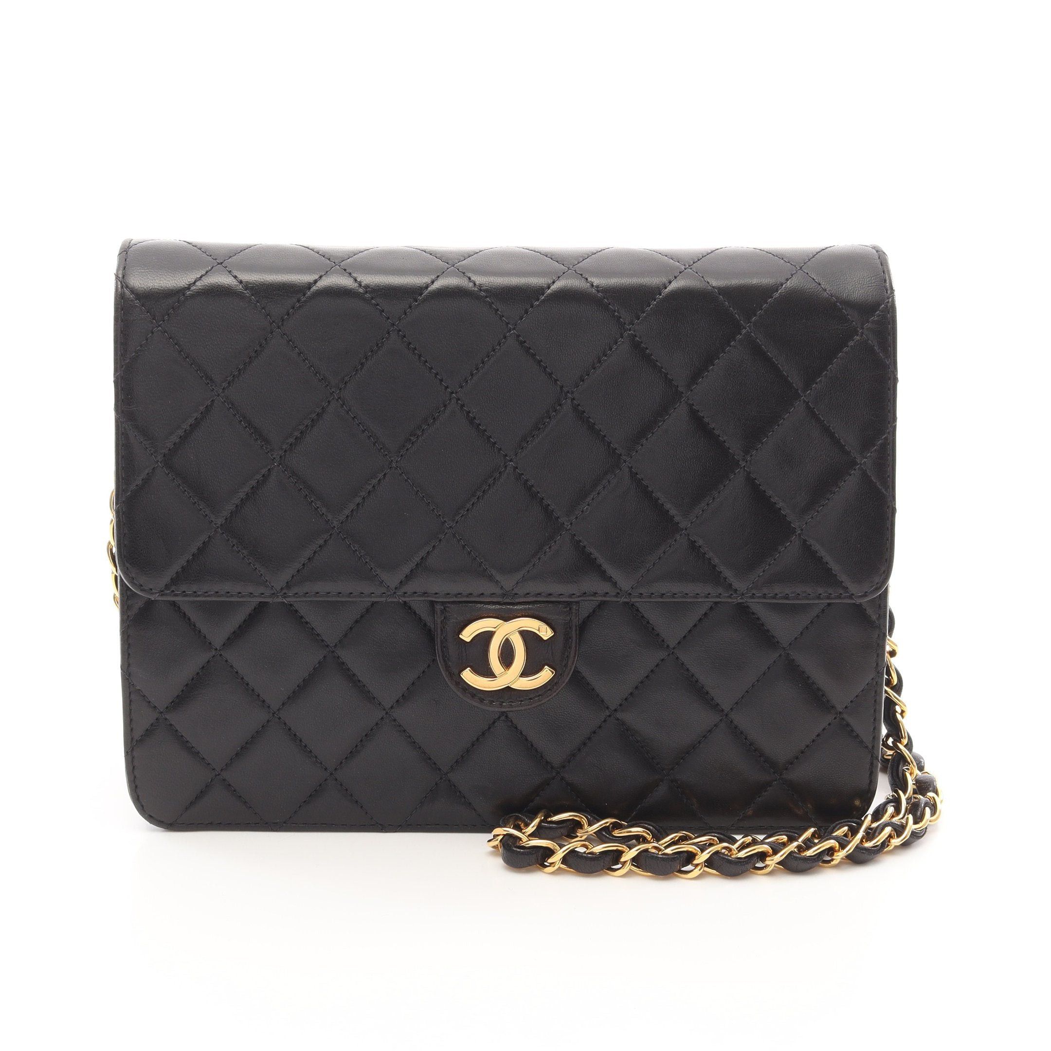 Chanel Chanel Matelasse Single Flap Chain Shoulder Bag Lambskin Black Gold Hardware Push Lock Size ONE SIZE - 1 Thumbnail