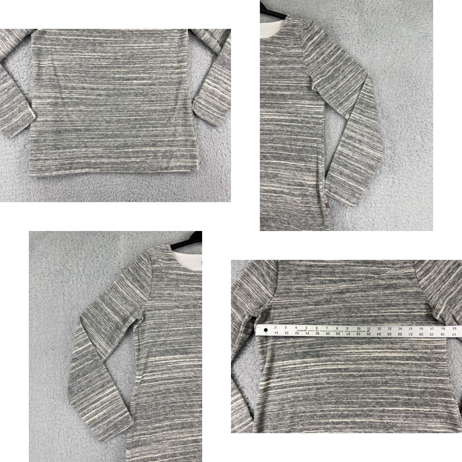 Talbots Talbots Shirt Women Small Gray Striped Long Sleeve Round Neck Casual Cotton Blend Size S / US 4 / IT 40 - 8 Thumbnail