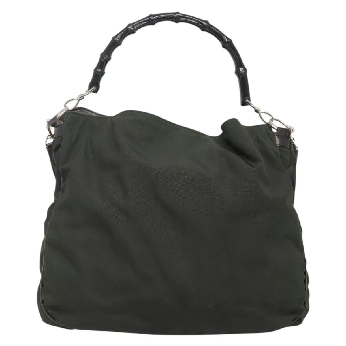 Gucci GUCCI Bamboo Hand Bag Nylon Khaki Silver 001 1577 001 1577 Size ONE SIZE - 2 Thumbnail