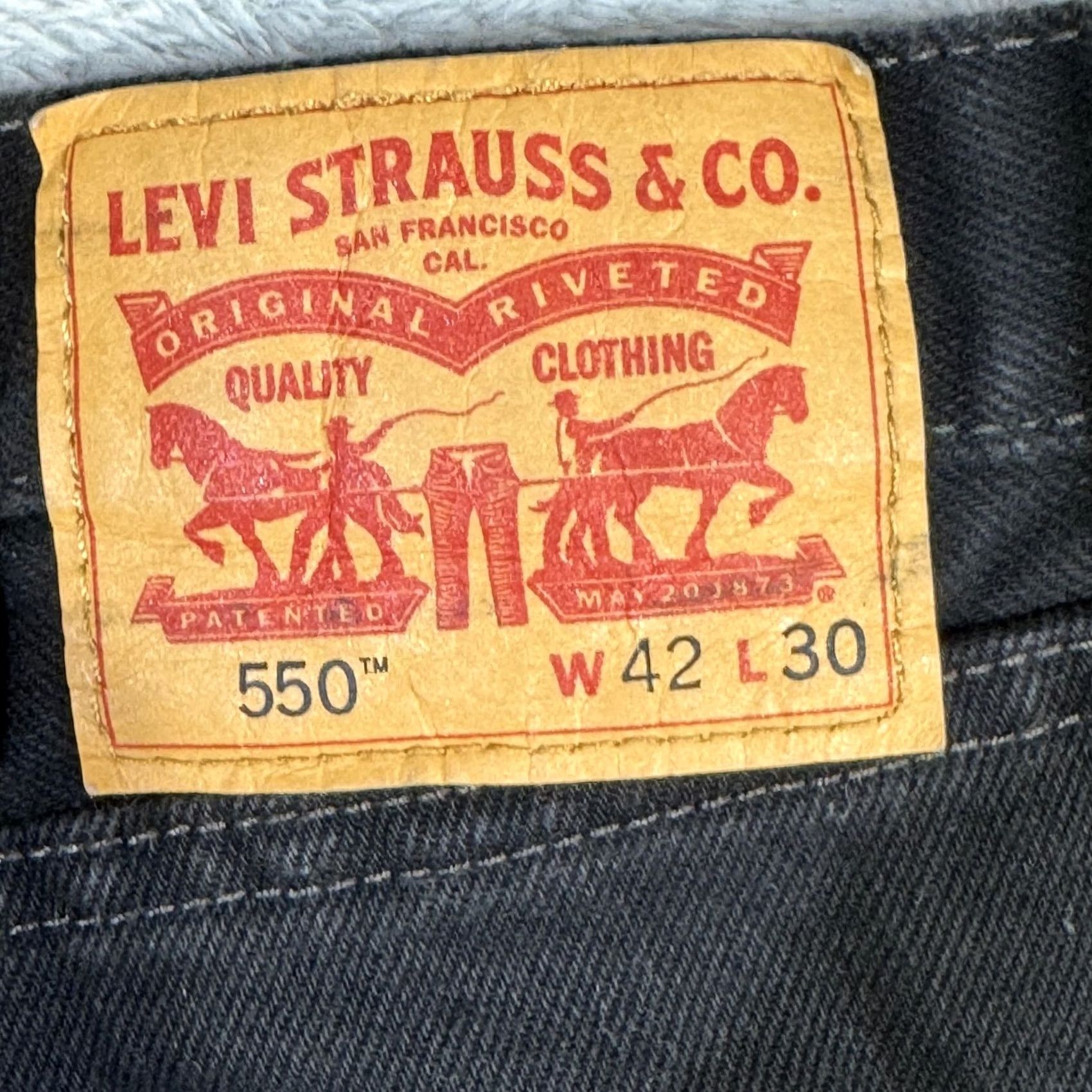 Levi's VINTAGE Levi’s 550 Jeans Mens 42x30 Black Relaxed Fit Tapered Leg Zip Fly Denim Size US 42 / EU 58 - 3 Thumbnail