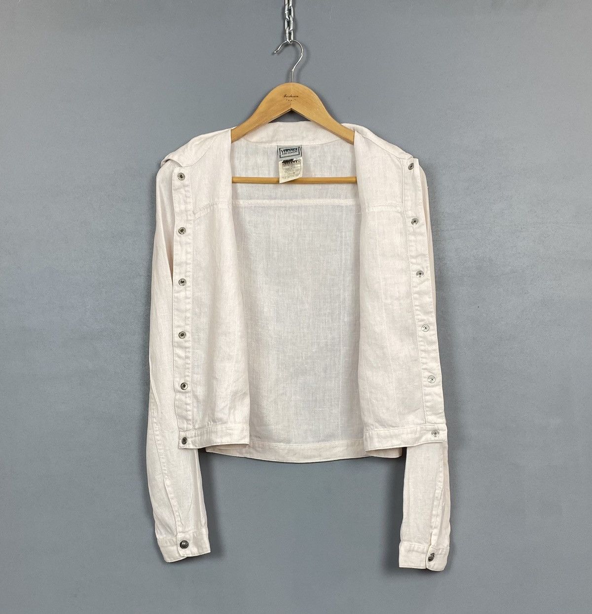 Vintage Versace Jeans Signature Linen Long Sleeve Shirt Womens White Size S / US 4 / IT 40 - 7 Thumbnail