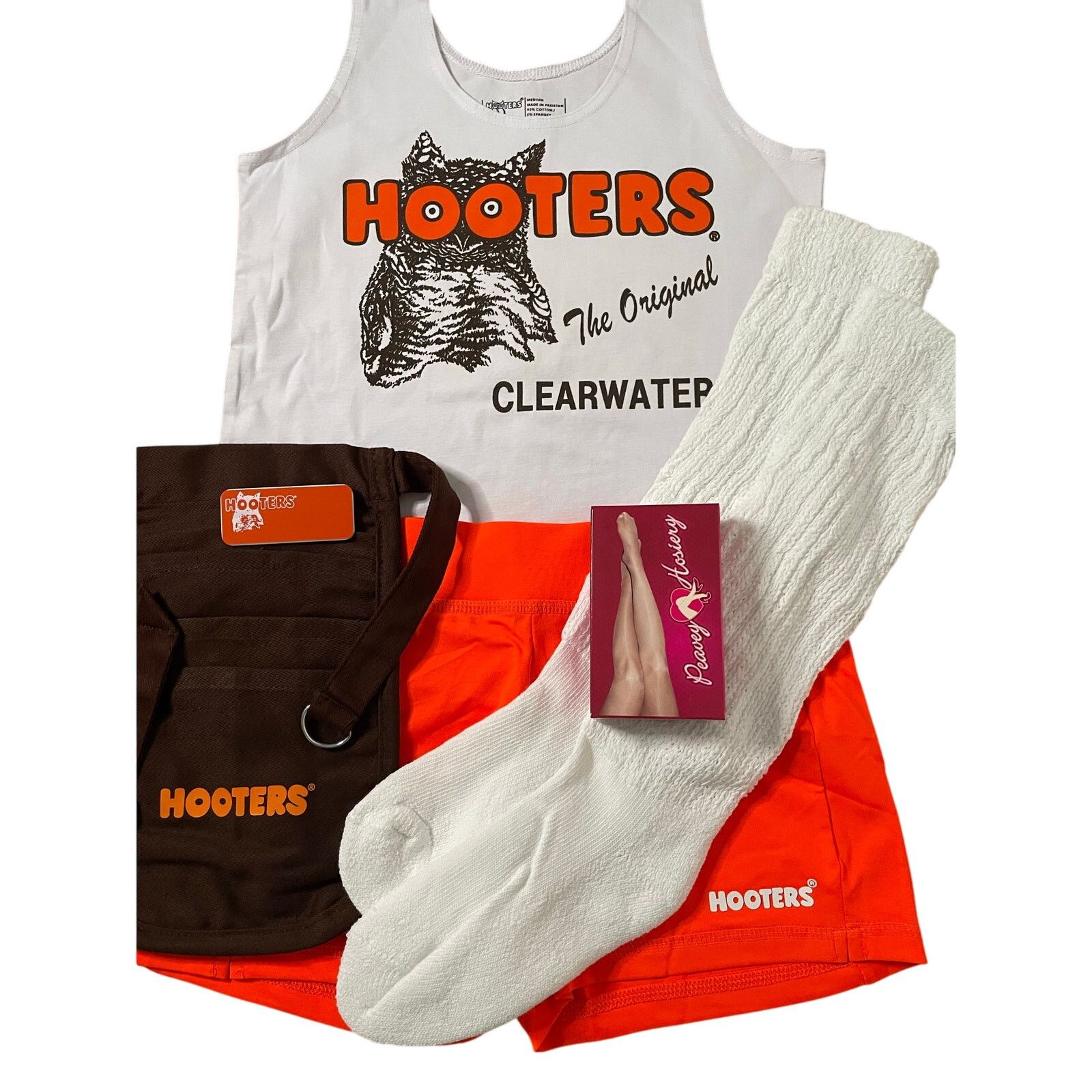 Other New Hooters Uniform Tank Shorts Pouch Tag Socks hose Medium Size M / US 6-8 / IT 42-44 - 2 Thumbnail