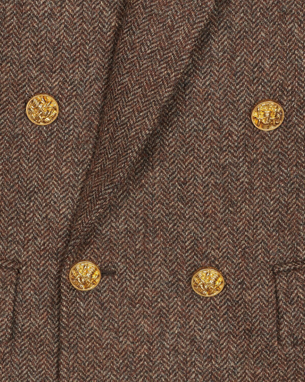 Saint Laurent Paris o1s1wg111124 Double Breasted Jacket in Chevron Wool in Brown Size M / US 6-8 / IT 42-44 - 3 Thumbnail