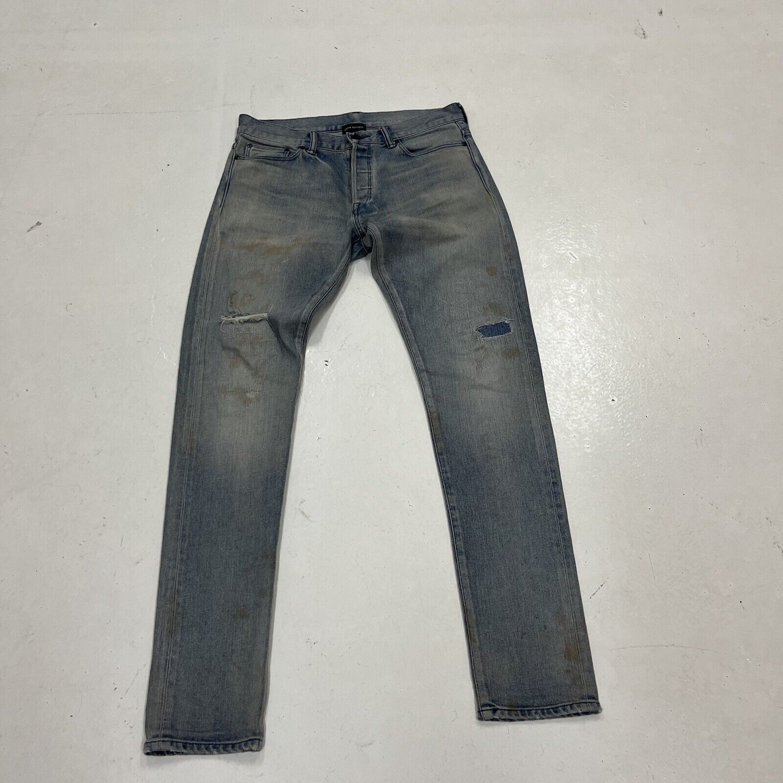 image of John Elliott Size 30 - John Eliott Ripped Jeans Worn Lightly in Blue, Men's