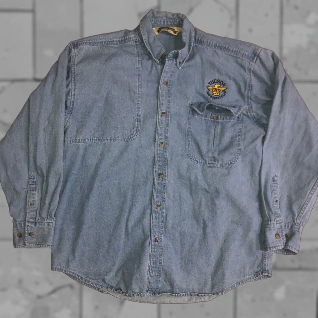Vintage VINTAGE Bob Allen Denim Longsleeve Shirt Mens Size L Blue Denim Long Sleeve Shirt Men L Blue Brand Bob Allen Size US L / EU 52-54 / 3 - 1 Thumbnail