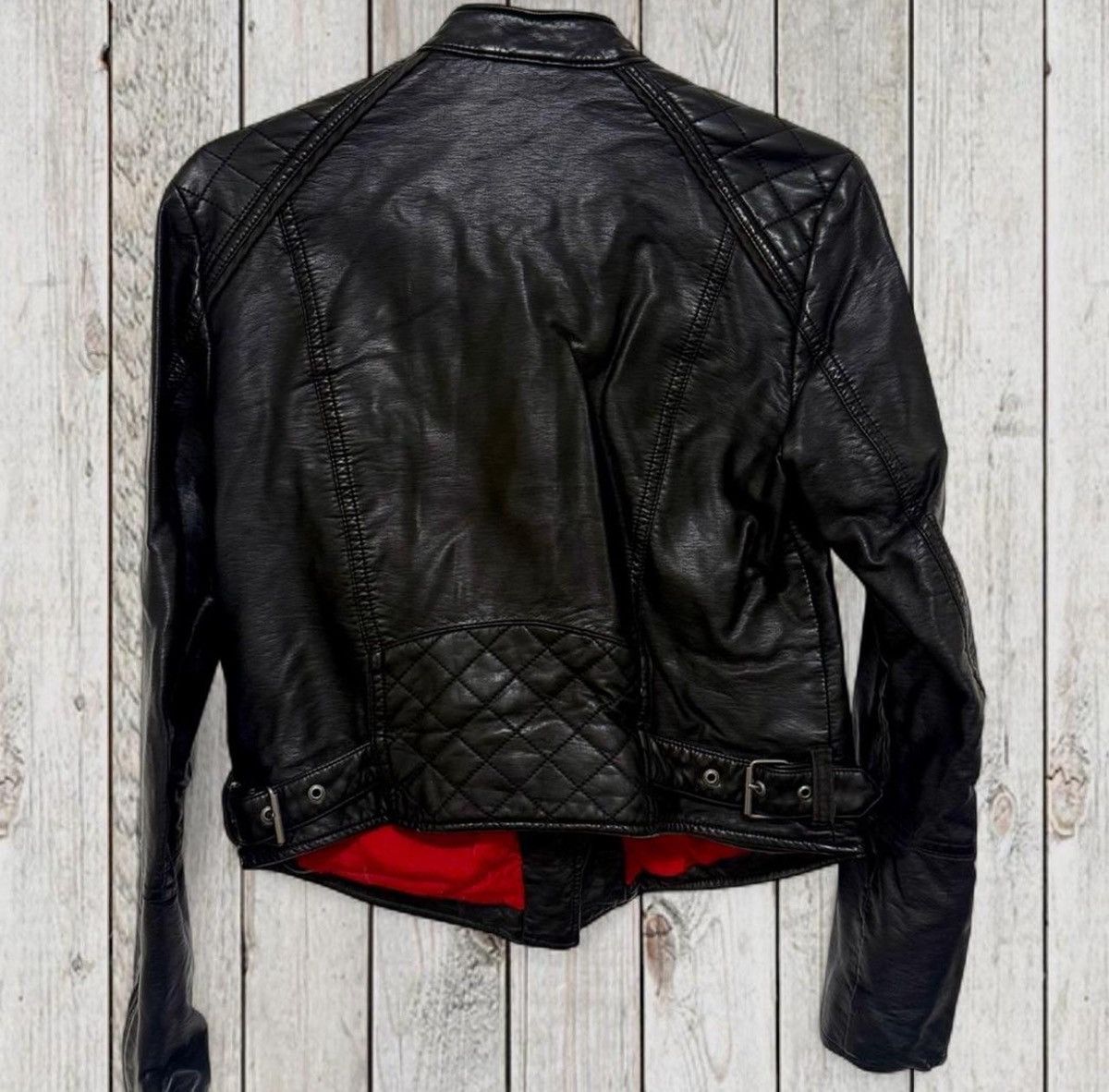 Free People Free People Vegan Leather Moto Jacket / Red Lining | Sz: XS Size XS / US 0-2 / IT 36-38 - 3 Thumbnail