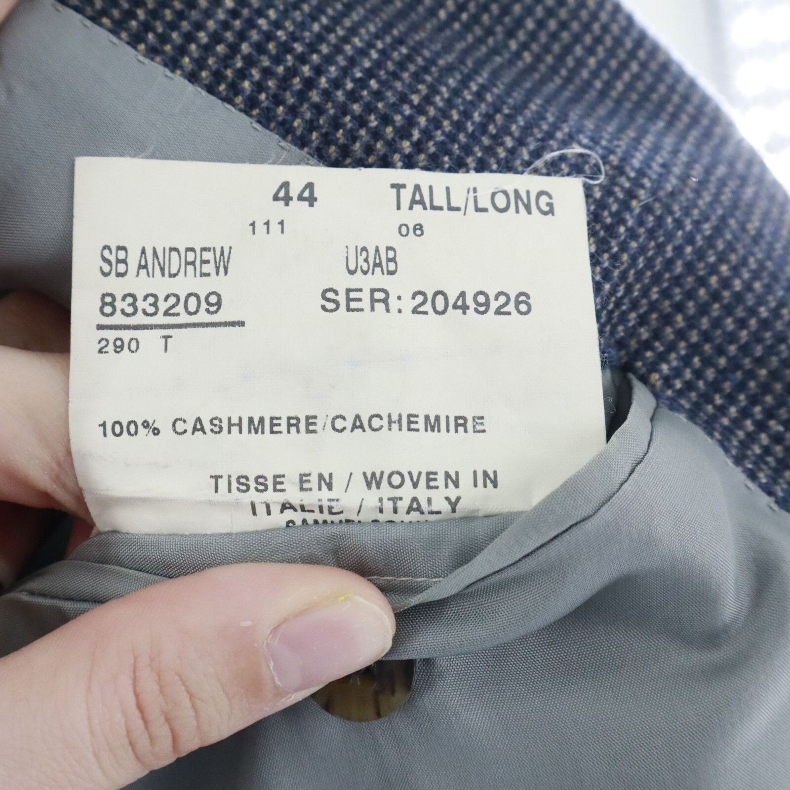 Samuelsohn Samuelsohn Pure Cashmere Blazer Mens 44T Gray Academia Size 44L - 3 Thumbnail