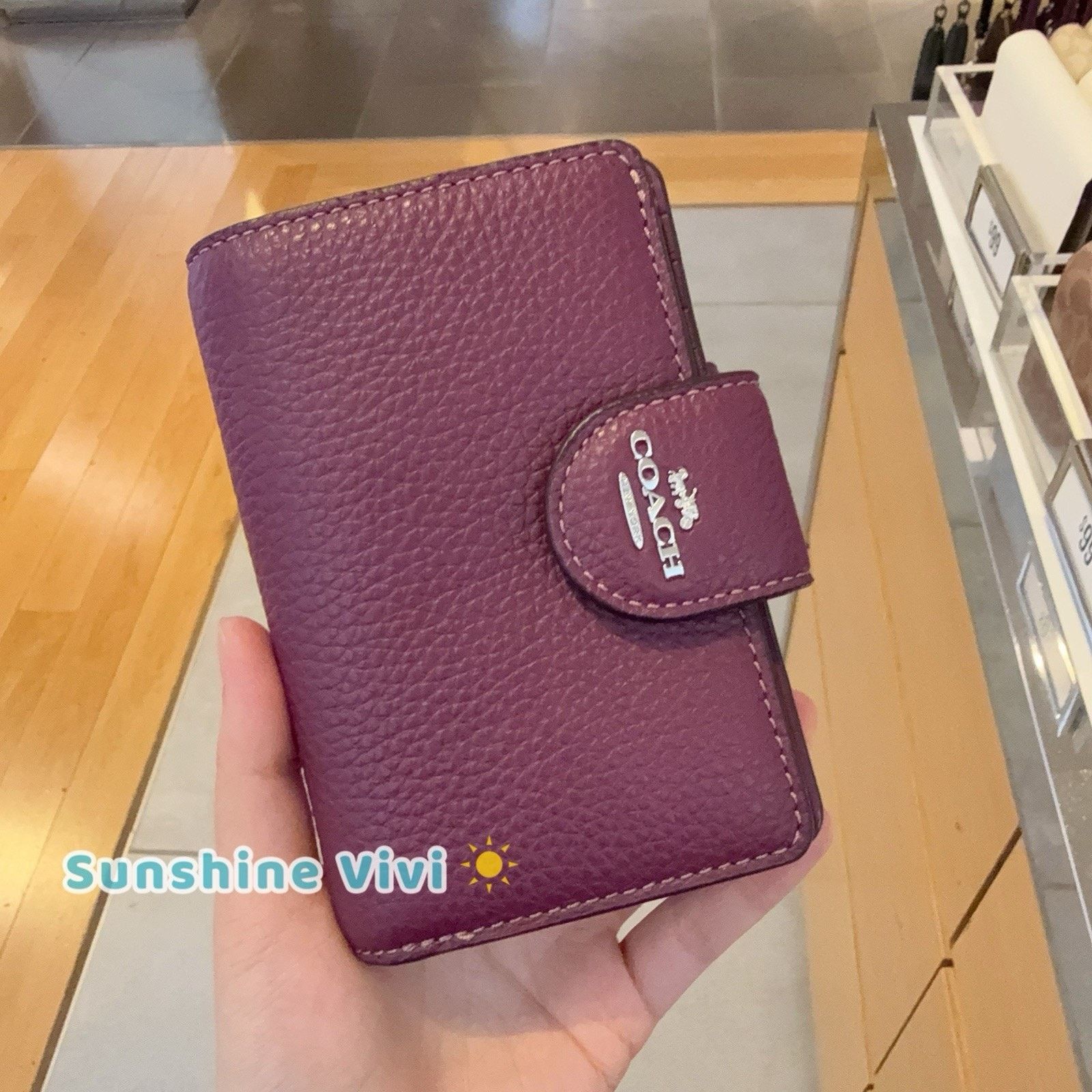 Coach NWT Coach Medium Corner Zip Wallet CBO41 Plum SILVER Size ONE SIZE - 1 Thumbnail