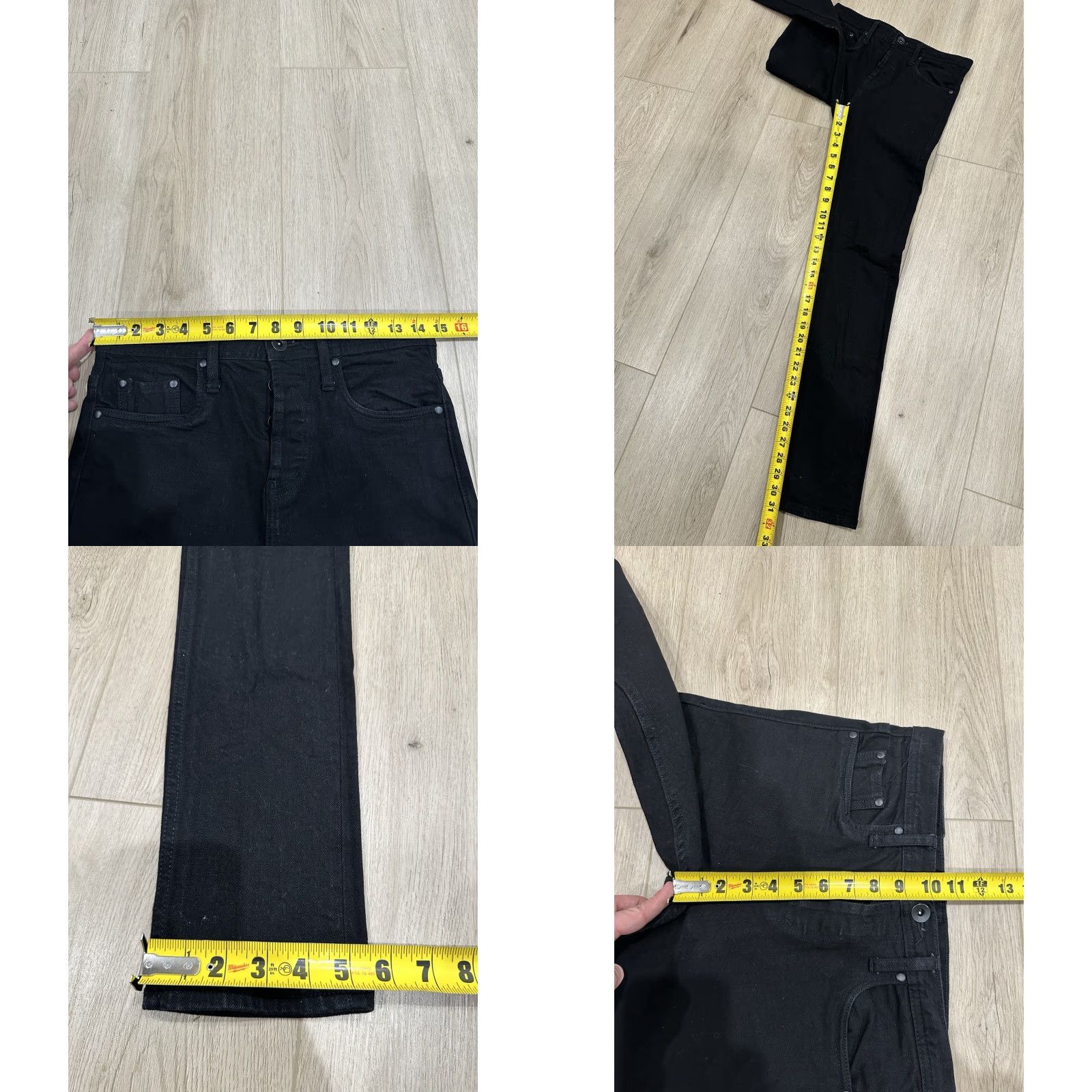 The Unbranded Brand Unbranded Ub244 Tapered Selvedge Denim Black Button Fly Jeans 29 Regular Men 29x31 Medium Rise Stretch 5-Pocket Denim Jeans Size US 29 - 9 Thumbnail