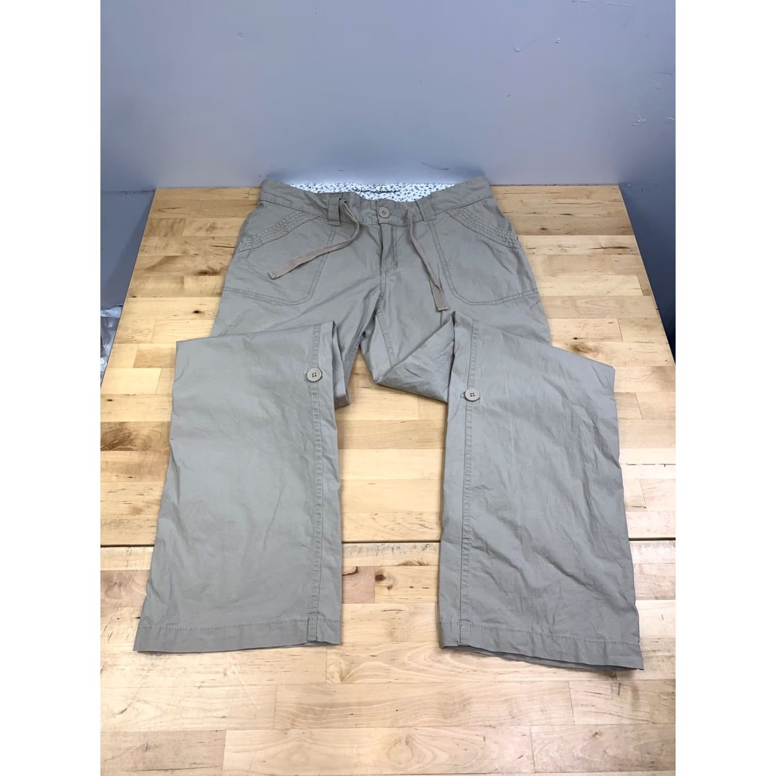 Vintage VINTAGE B.U.M. Equipment Pants Women 6 Tan Drawstring Roll Up Pockets Casual 13155 Size 28" / US 6 / IT 42 - 3 Thumbnail