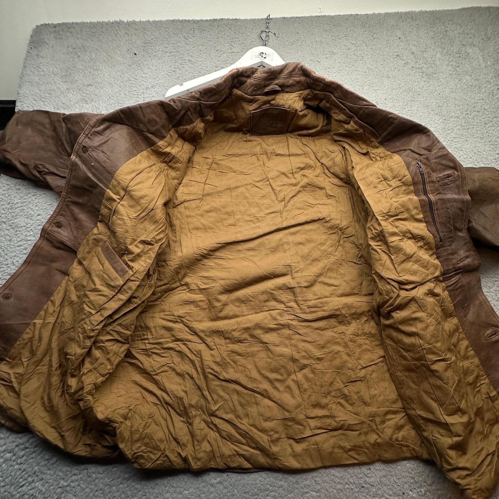 Dockers Vintage Dockers Brown Distressed Leather Coat Men XL Trench Size US XL / EU 56 / 4 - 10 Thumbnail