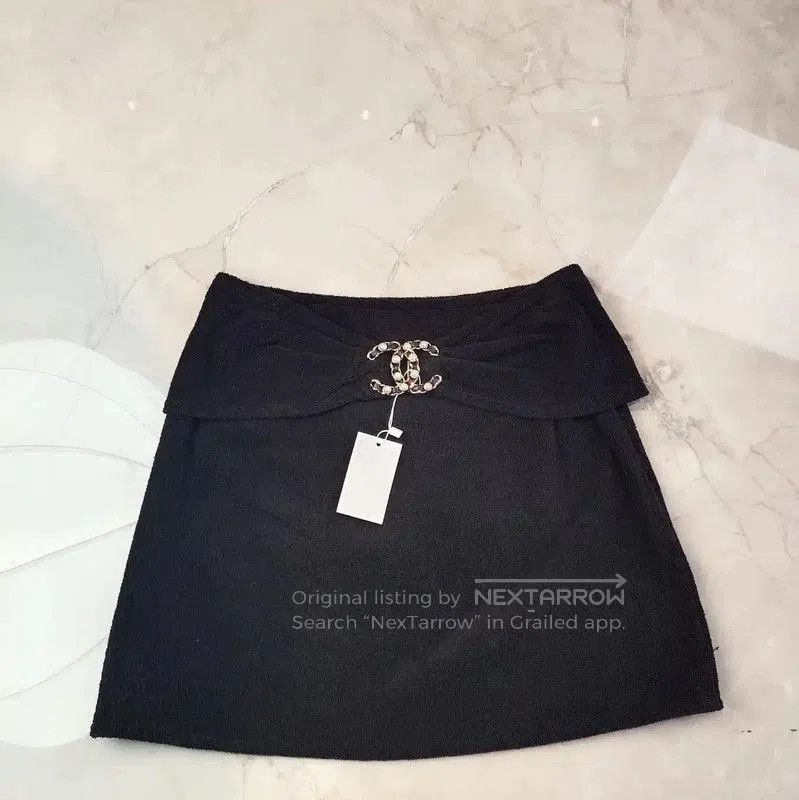 Chanel Chanel Black Cotton Summer Skirt . Size 28" / US 6 / IT 42 - 1 Thumbnail