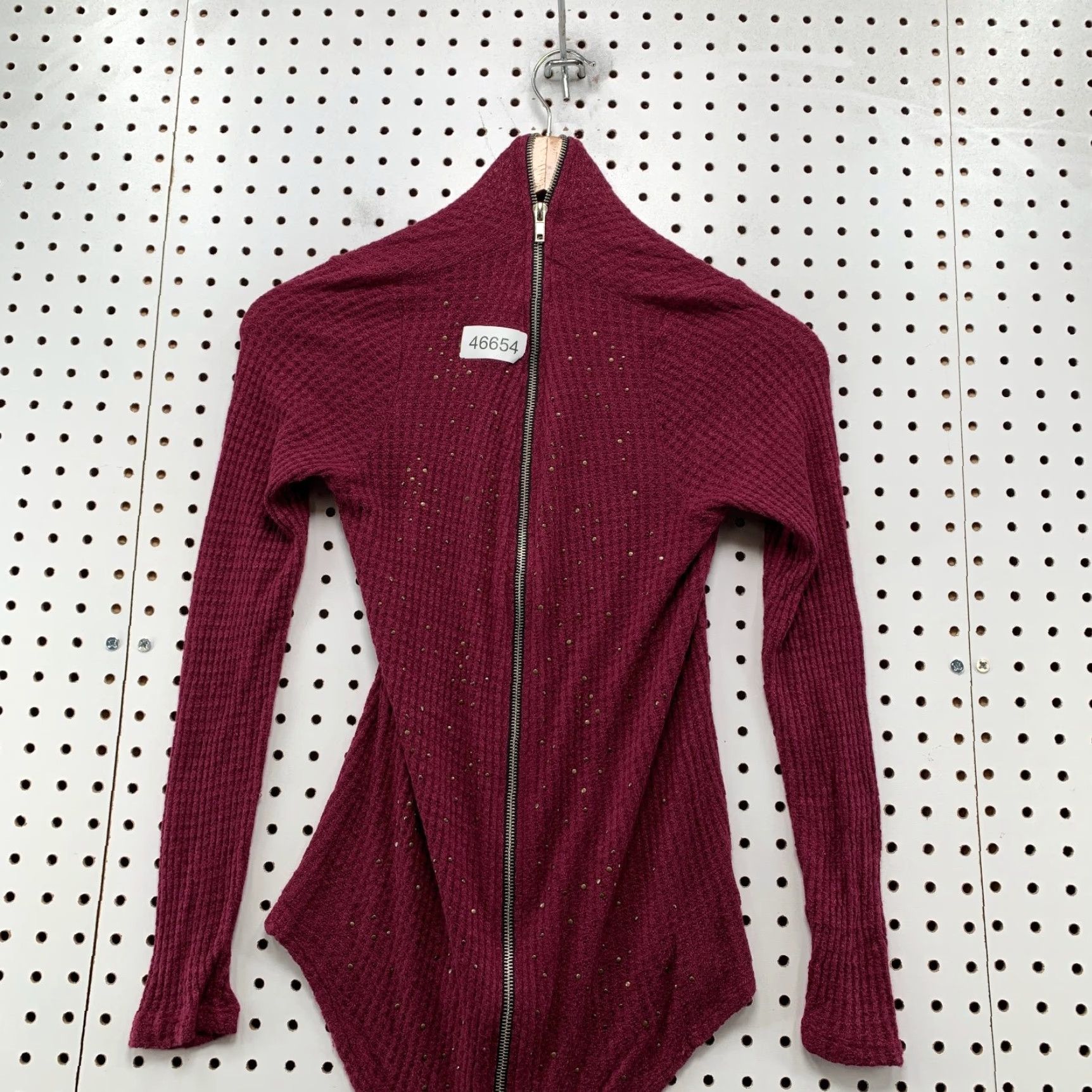 Vintage VINTAGE Vocal Thermal Zip Top Jacket Womens M Embellished Red USA Wool/Waffle Knit - 90s? Size M / US 6-8 / IT 42-44 - 5 Thumbnail