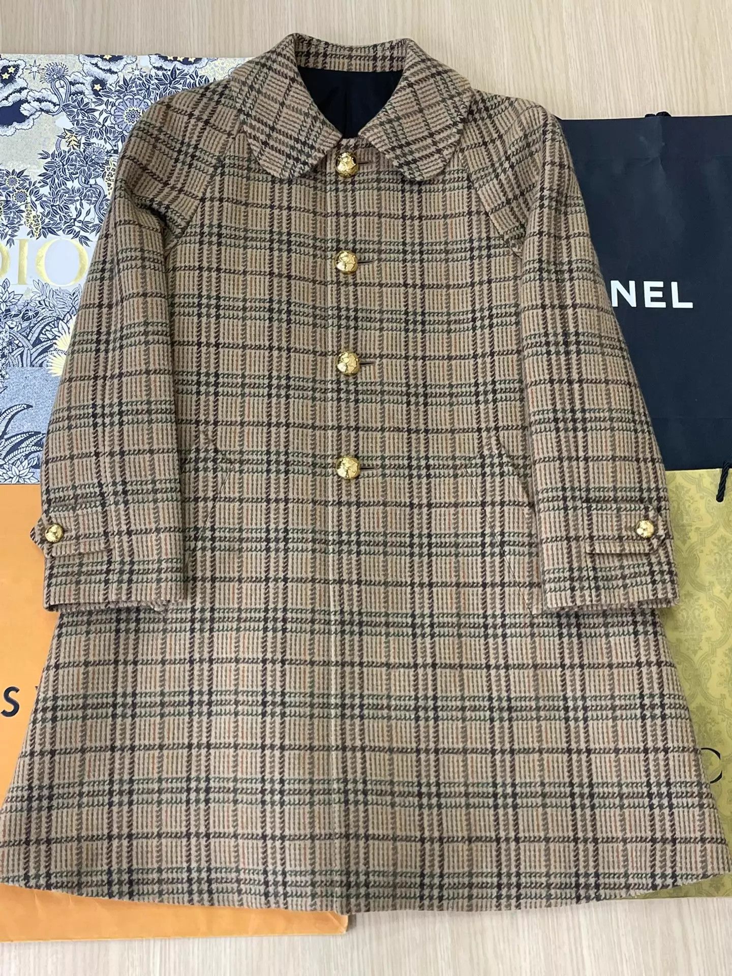 Celine Celine Doll Collar Color - Blocked Wool Check Coat 38 New Size XS / US 0-2 / IT 36-38 - 1 Thumbnail