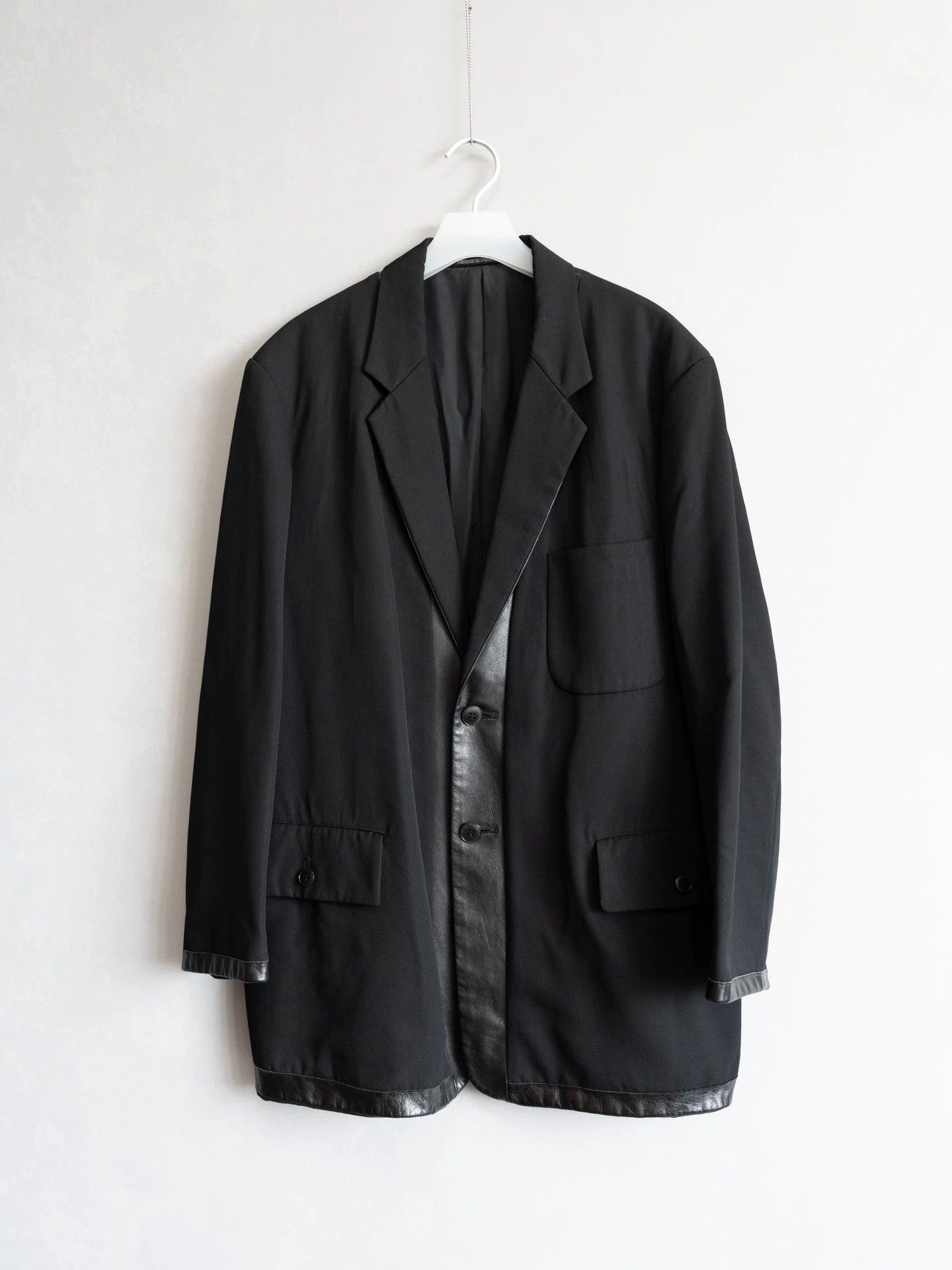 Yohji Yamamoto Yohji Yamamoto 96AW Leather Paneled Wool Jacket Size S Size US S / EU 44-46 / 1 - 1 Thumbnail