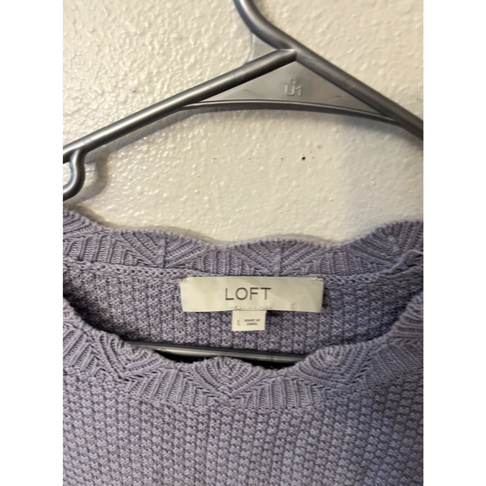 Loft LOFT Purple Cable-Knit Sweater Pullover Size Large Womens Size L / US 10 / IT 46 - 2 Thumbnail