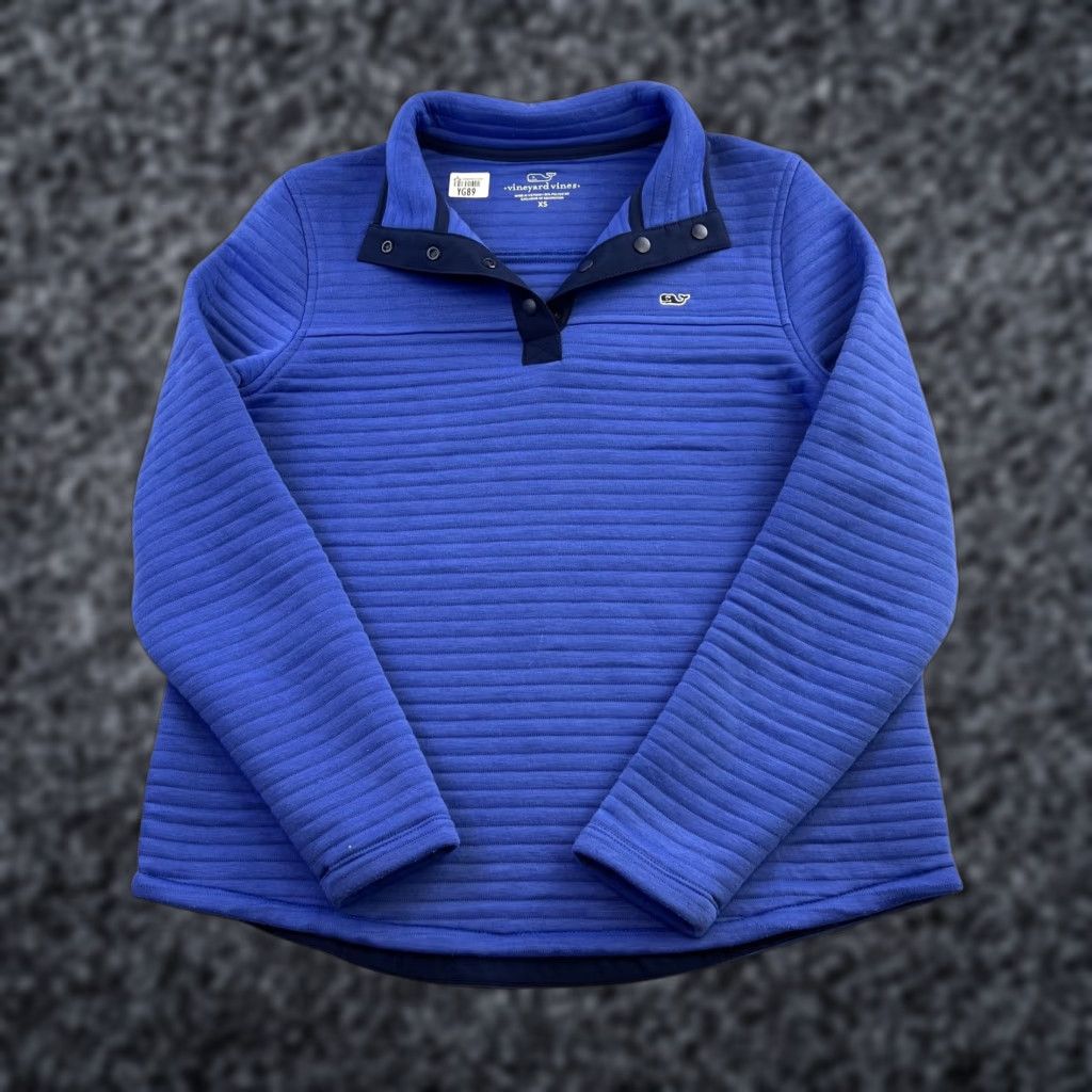 Vineyard Vines Vineyard Vines Pullover Womens XS Blue Snap Neck Ribbed Sweater Logo Whale Size XS / US 0-2 / IT 36-38 - 1 Thumbnail