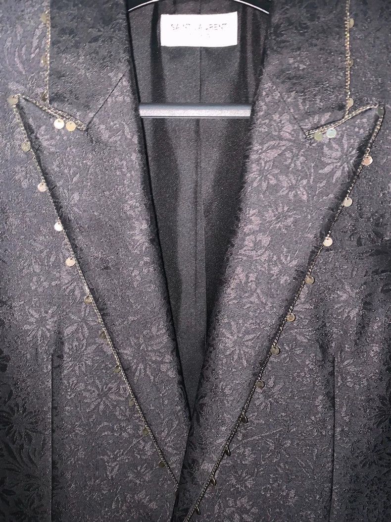 Saint Laurent Paris Saint Laurent Black Floral Chain Blazer-2506 Size XXL / US 16-18 / IT 52-54 - 5 Thumbnail