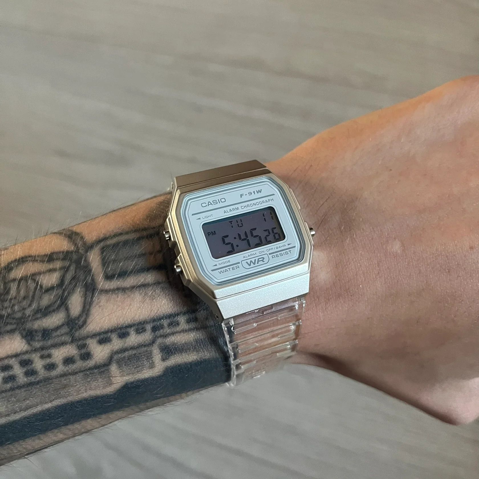 Casio Casio F-91W "Silver Surfer" Silver & Clear Digital Watch Size ONE SIZE - 5 Thumbnail