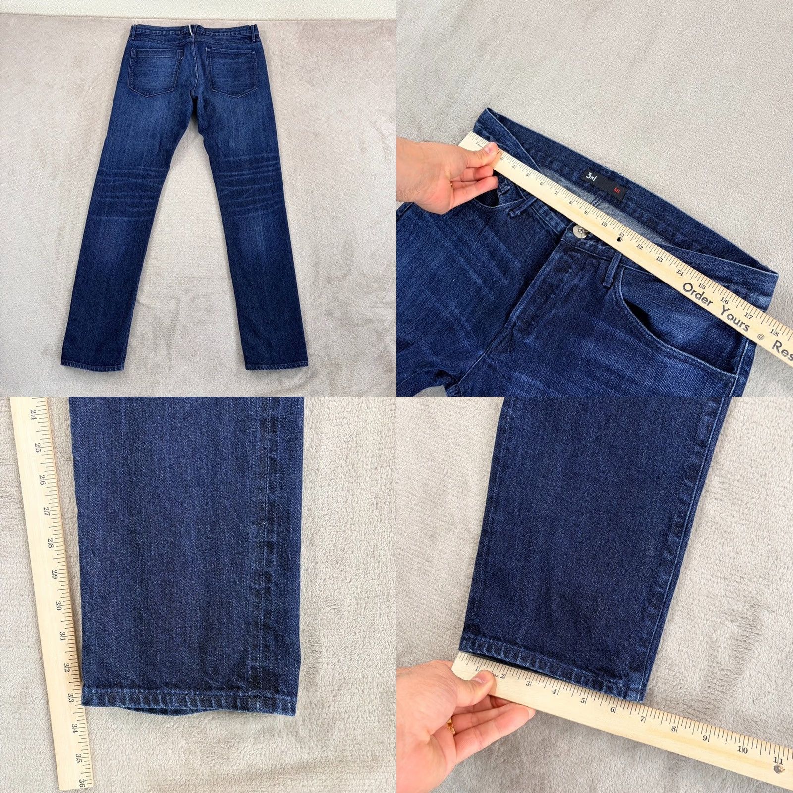 3x1 3x1 NYC M5 Low Rise Slim Selvedge Jeans Button Fly 34x33 Blue Denim Men Slim Tight Fit 5-Pocket USA Sonar Size US 34 / EU 50 - 8 Thumbnail