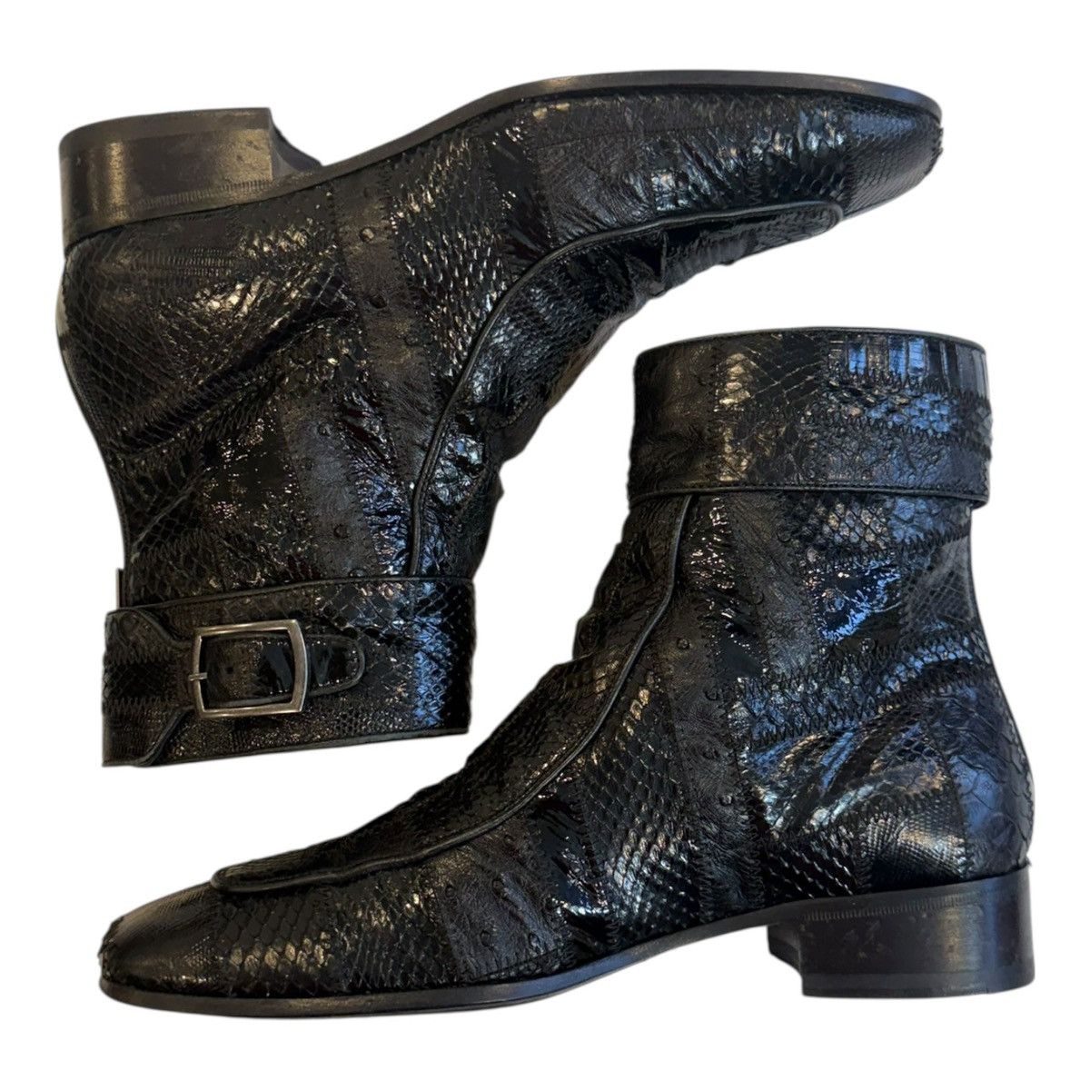 Saint Laurent Paris Saint Laurent Paris Miles Boot in Ostrich, Python and Lizard Size US 7 / EU 40 - 3 Thumbnail
