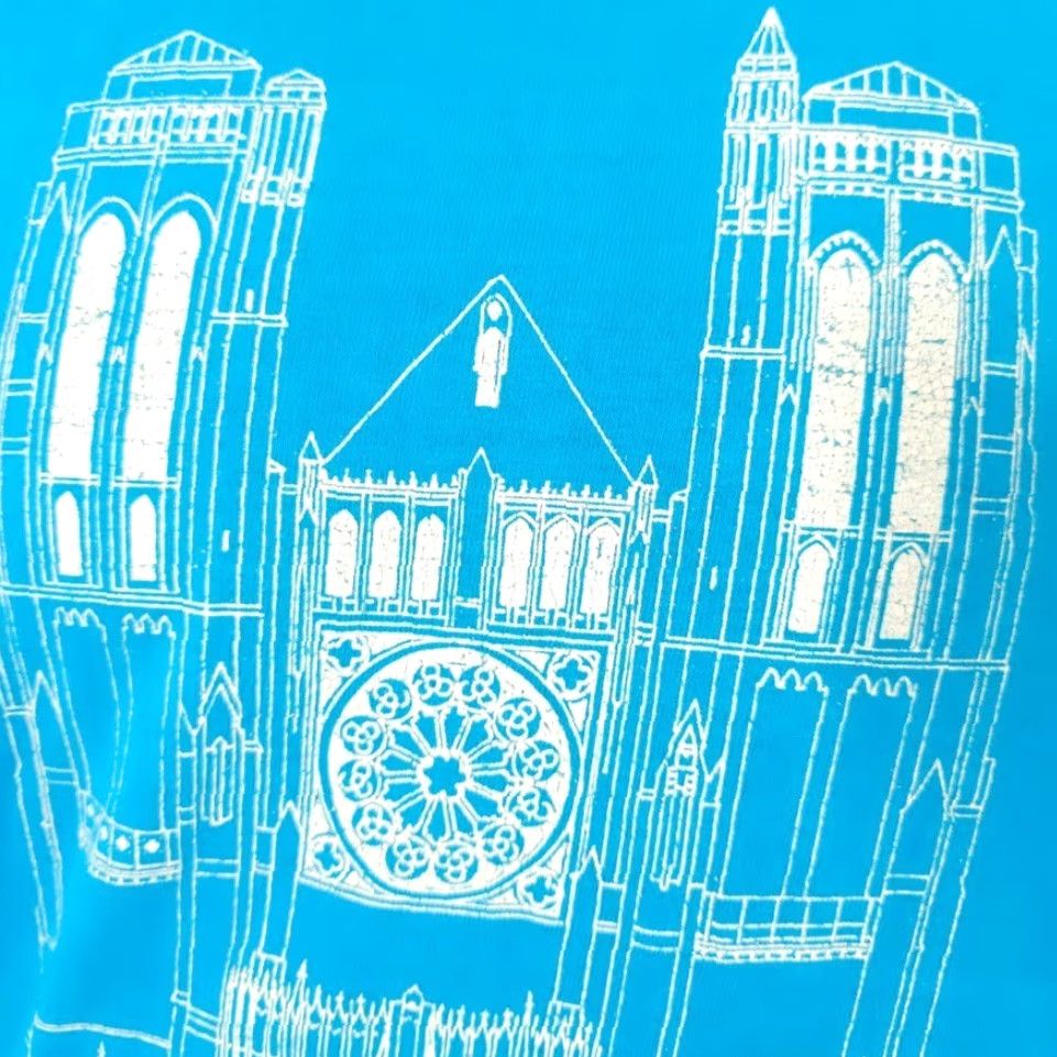 Vintage VINTAGE Grace Cathedral T Shirt Mens XS Blue 80s San Francisco Made In USA Christian 80s 90s Shirt Mens Blue Cotton Crew Neck Short Sleeve Oneita Size US XS / EU 42 / 0 - 3 Thumbnail