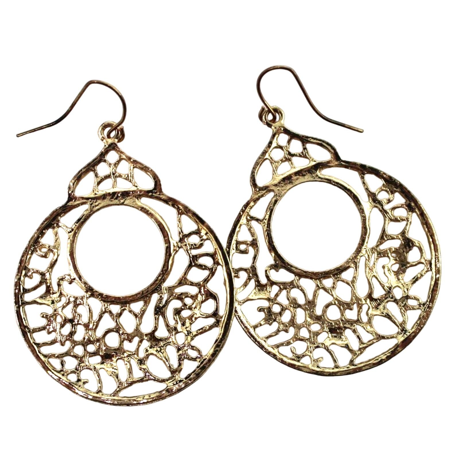 Other Filigree Circle Golden Earrings • Classic & Simple • 2.5" Size ONE SIZE - 2 Thumbnail