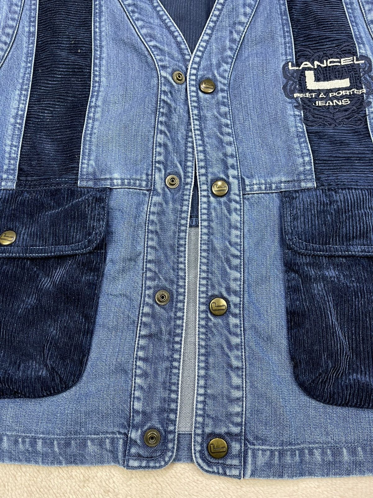 Lancel Vintage LANCEL Embroidered Logo Denim Vest Size US L / EU 52-54 / 3 - 9 Thumbnail