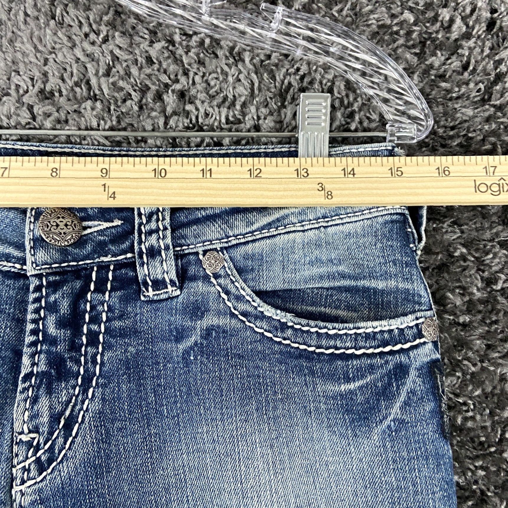 Silver Jeans Co. Silver Jeans Co Suki Flap 17” Heavy Stitch Bootcut Jeans Women Adult 28 Blue Womens Size 28" / US 6 / IT 42 - 6 Thumbnail